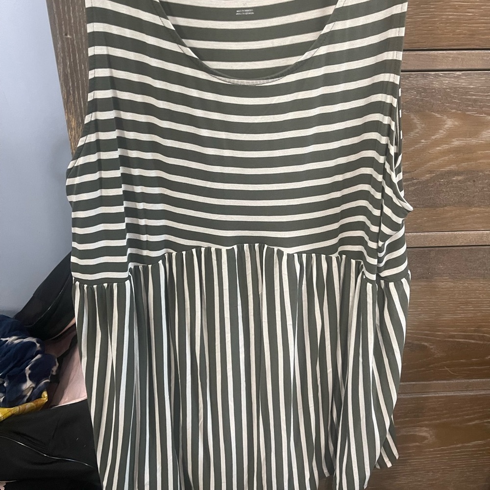 Green and white striped shirt